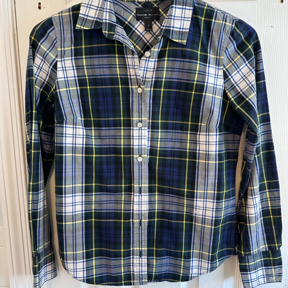 J.Crew Plaid Perfect Shirt Size 2
